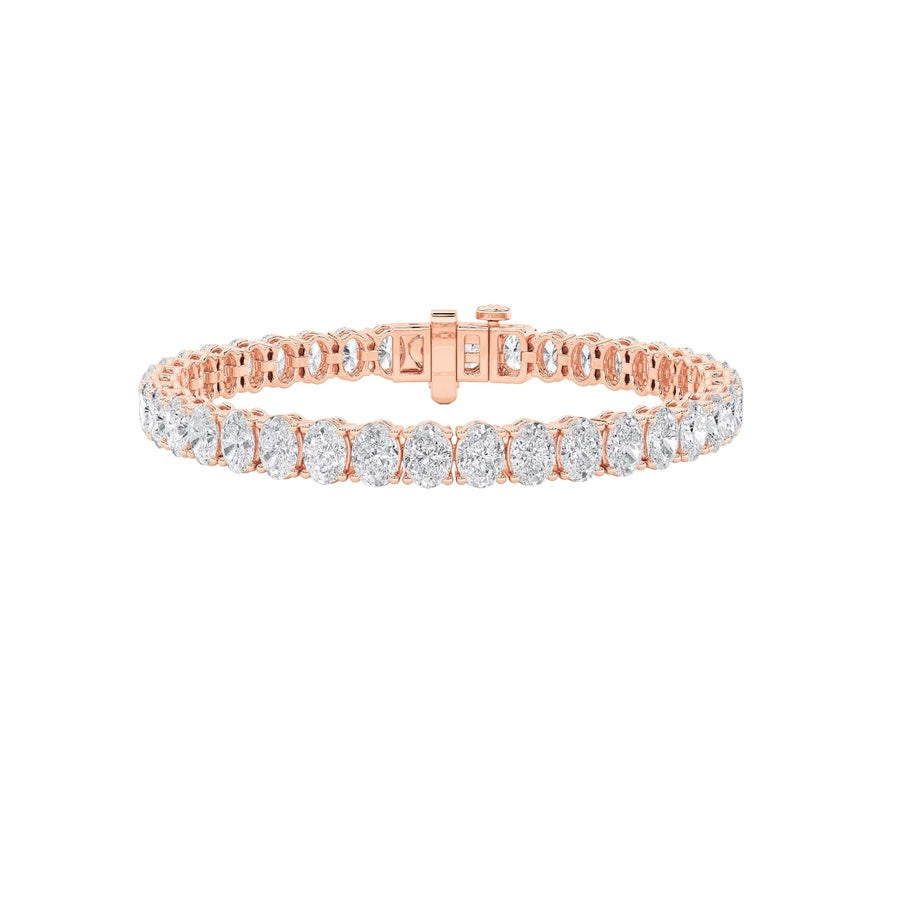 16.5Cttw Oval Shaped Lab Grown Diamond (F/VS) EastWest Line Bracelet in 14K Gold