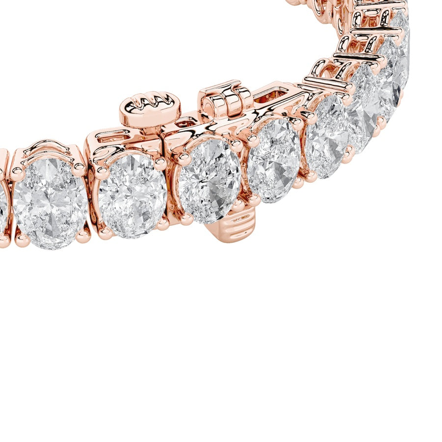 16.5Cttw Oval Shaped Lab Grown Diamond (F/VS) EastWest Line Bracelet in 14K Gold