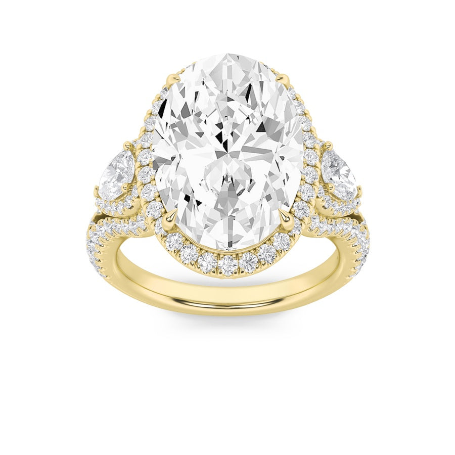 7.25Cttw Oval Shaped Lab Grown Diamond (F/VS) BoldAccented Engagement Ring in 14K Gold