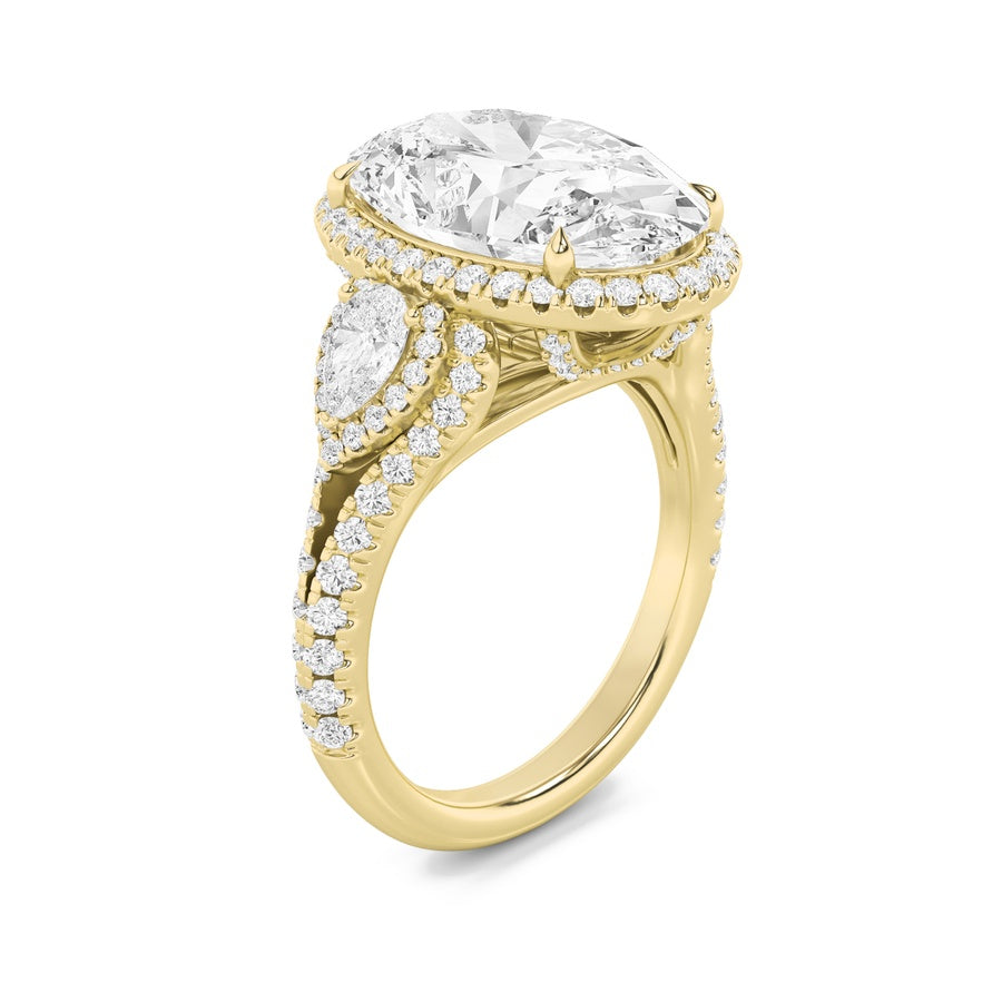 7.25Cttw Oval Shaped Lab Grown Diamond (F/VS) BoldAccented Engagement Ring in 14K Gold