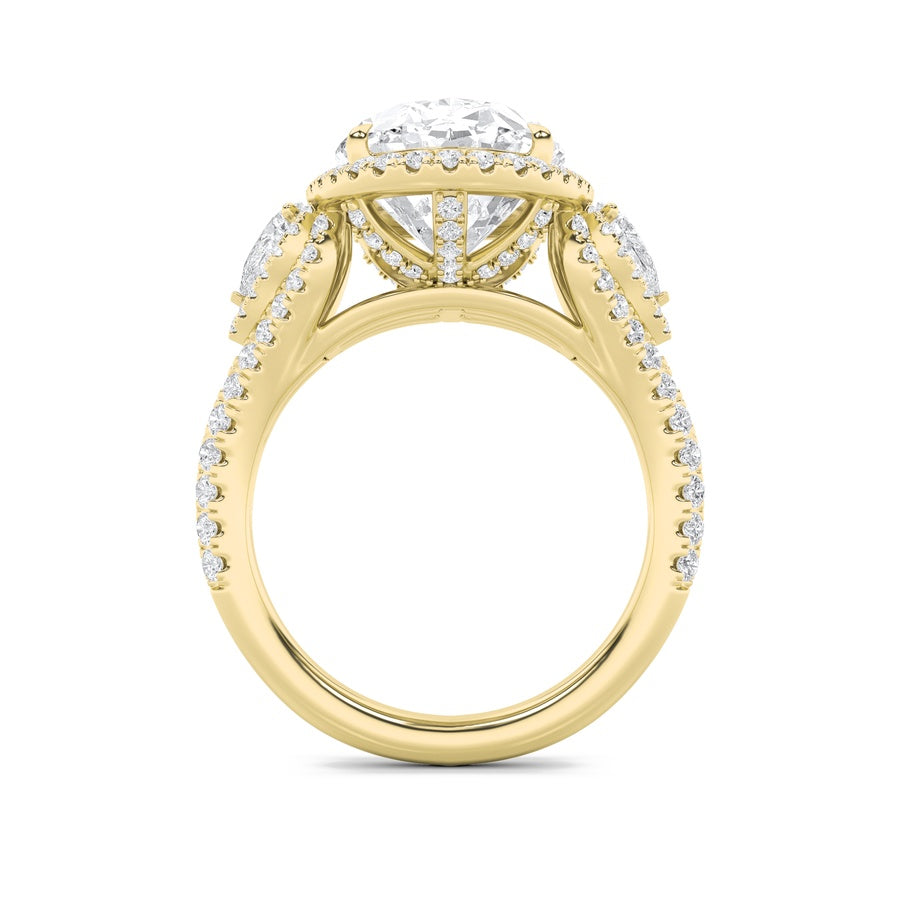 7.25Cttw Oval Shaped Lab Grown Diamond (F/VS) BoldAccented Engagement Ring in 14K Gold