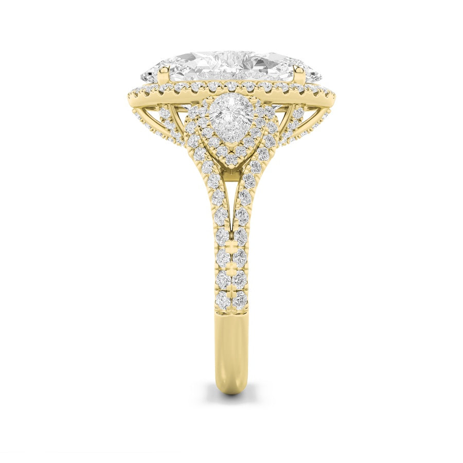 7.25Cttw Oval Shaped Lab Grown Diamond (F/VS) BoldAccented Engagement Ring in 14K Gold