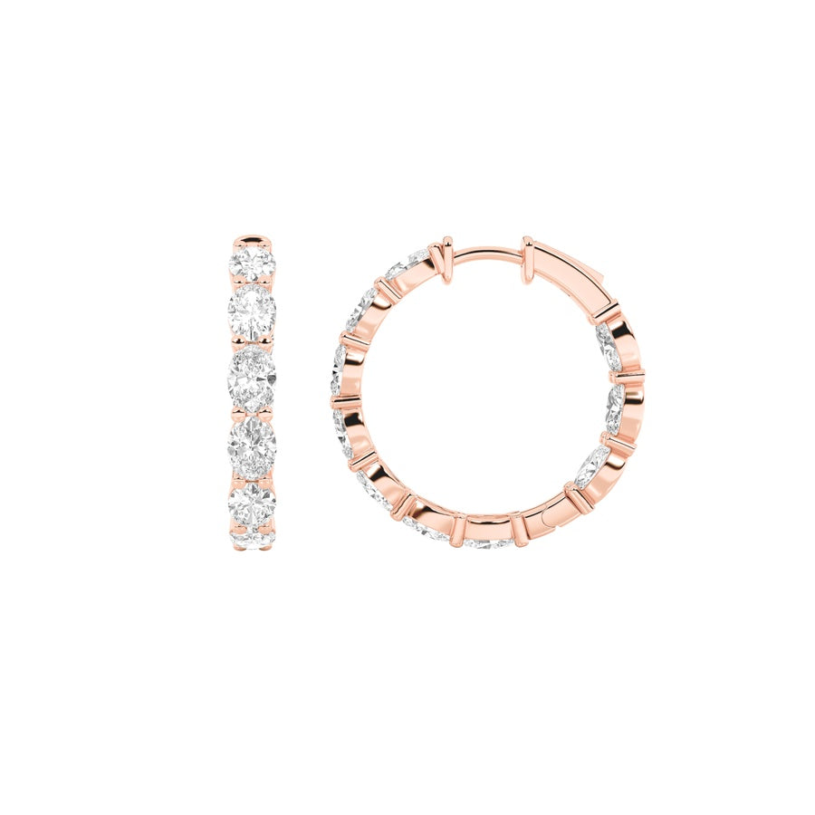 4Cttw Oval Shaped Lab Grown Diamond Inside Out Hoop Earrings in 14K Gold (F/VS)