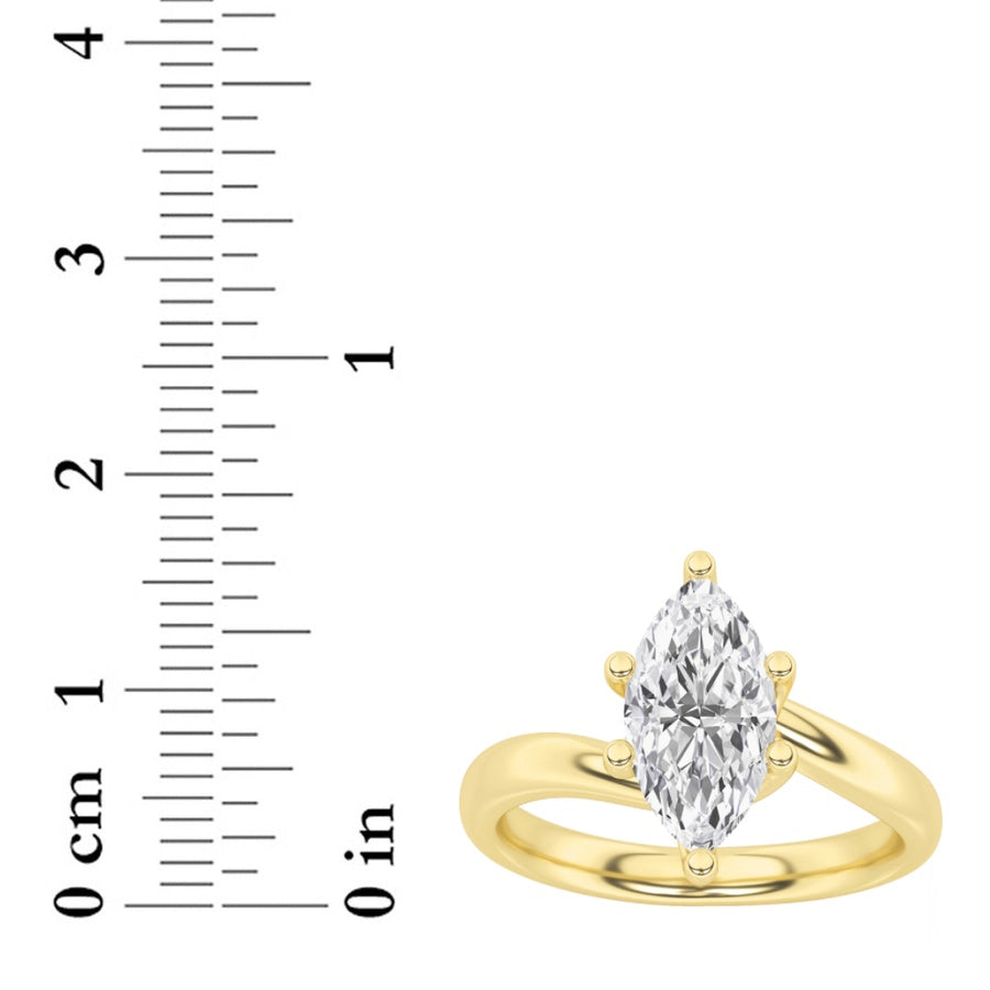 3CTW Marquise Shaped Lab Grown Diamond (F/VS) Ring in 14K White Gold