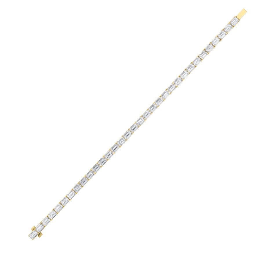12Cttw Emerald Shaped Lab Grown Diamond (F/VS) Tennis Bracelet in 14K Gold