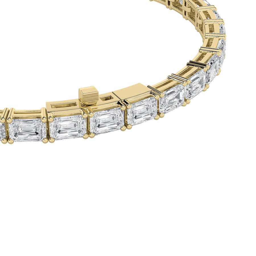 12Cttw Emerald Shaped Lab Grown Diamond (F/VS) Tennis Bracelet in 14K Gold