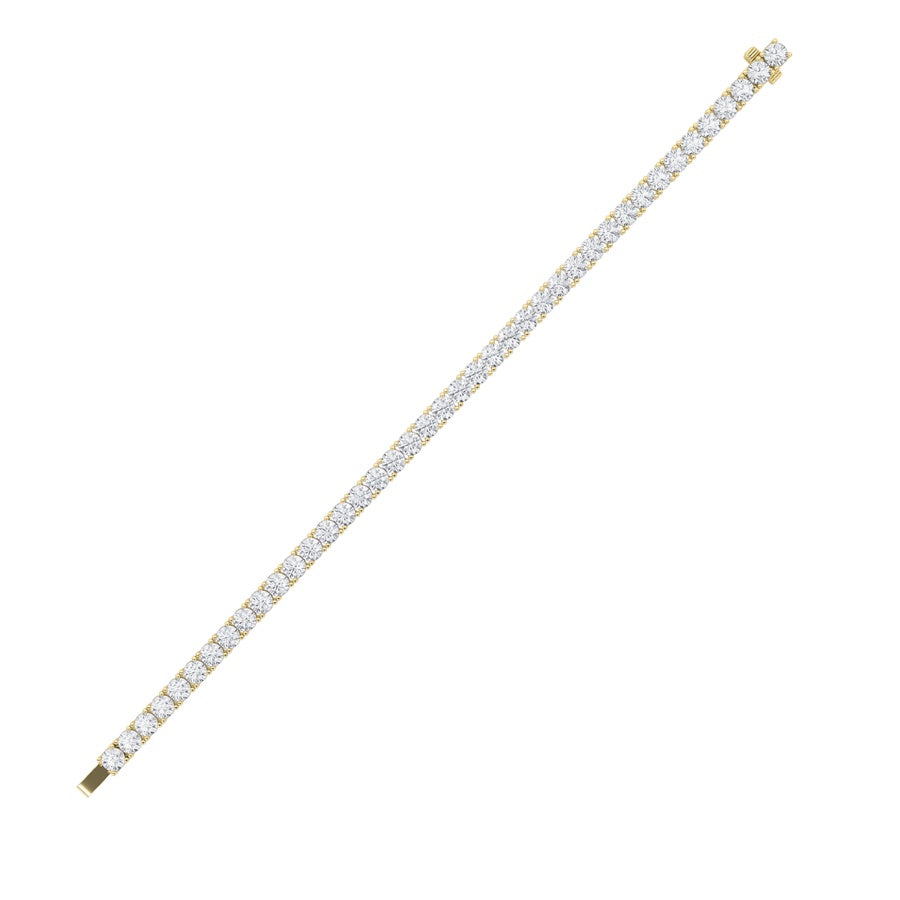 15Cttw Round Shaped Lab Grown Diamond (F/VS) Tennis Bracelet in 14K Gold