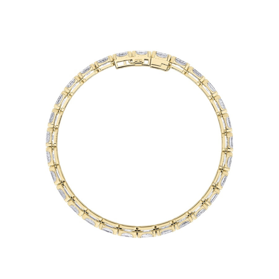 12Cttw Emerald Shaped Lab Grown Diamond (F/VS) Tennis Bracelet in 14K Gold