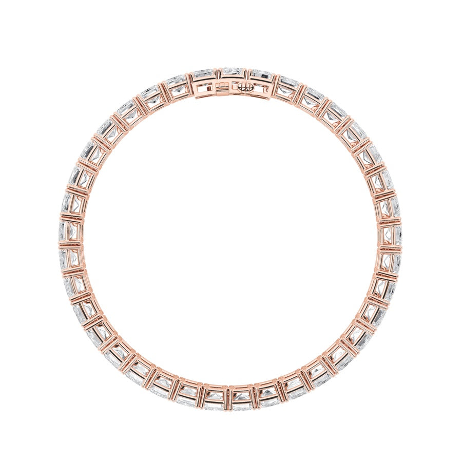 21.5Cttw Emerald Shaped Lab Grown Diamond (G/VS) East West Line Bracelet in 14K Gold