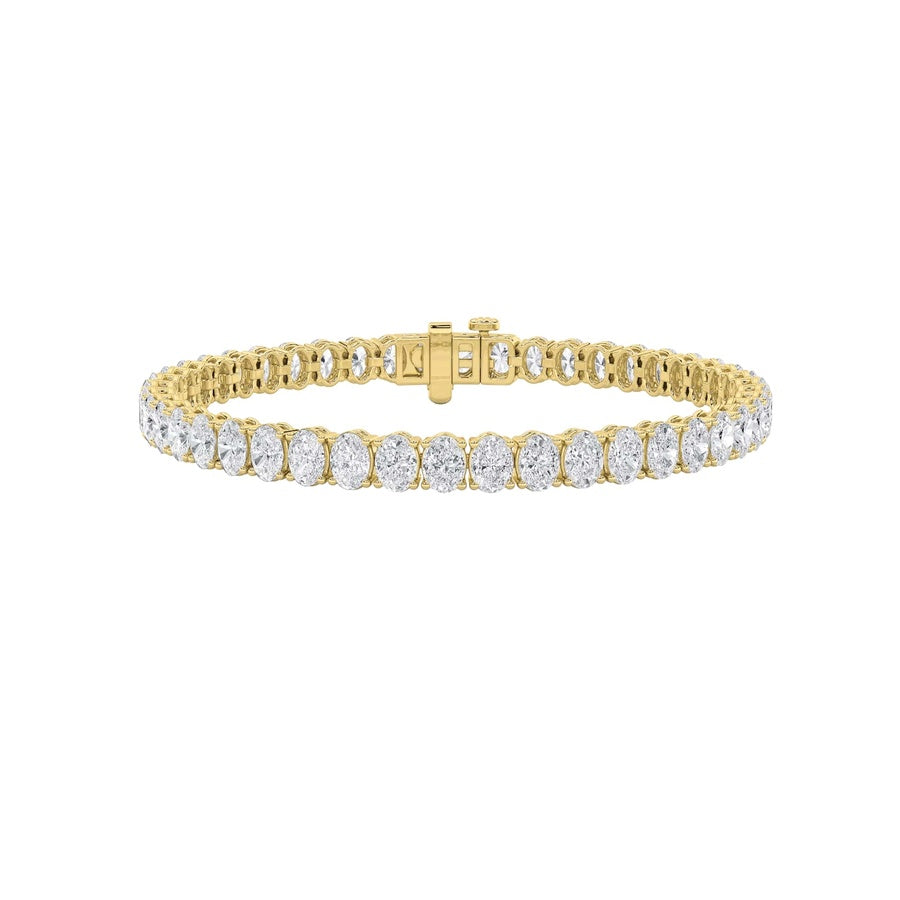 12.5Cttw Oval Shaped Lab Grown Diamond (F/VS) EastWest Line Bracelet in 14K Gold