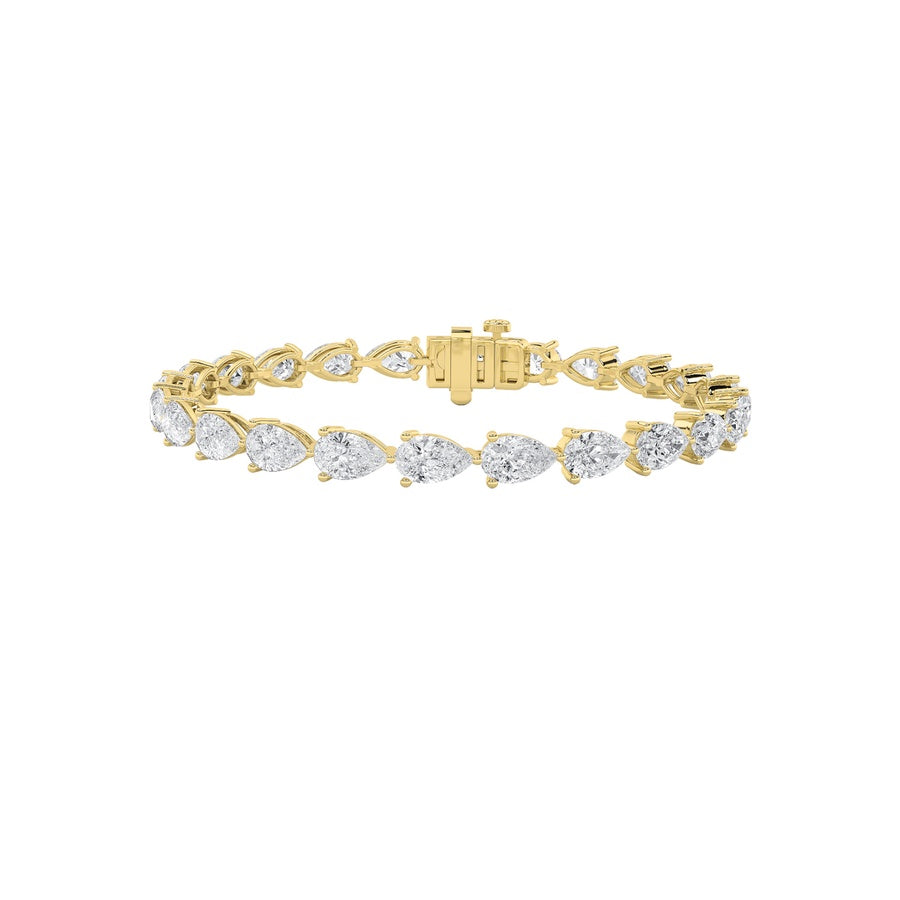 12Cttw Pear Shaped Lab Grown Diamond (F/VS) FancyLine Bracelet in 14K Gold
