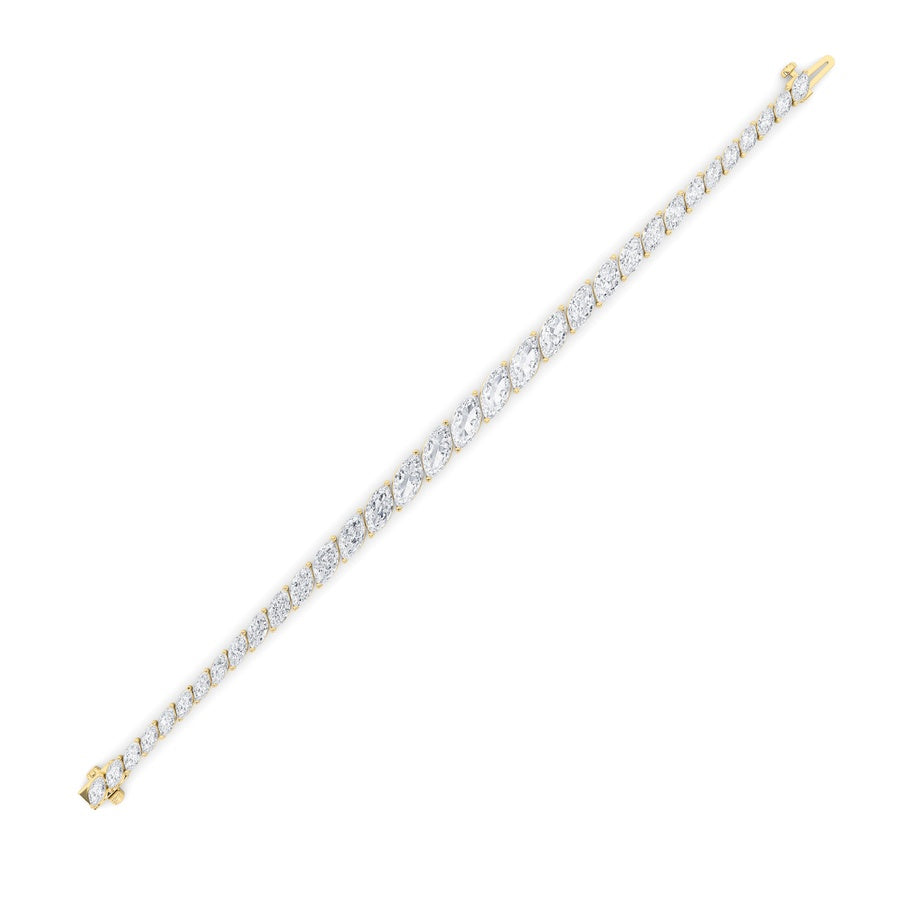 13Cttw Marquise Shaped Lab Grown Diamond (F/VS) Fancy Bracelet in 14K Gold