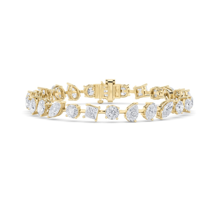 10.5Cttw Mix Shaped Lab Grown Diamond (F/VS) NorthSouth Bracelet in 14K Gold