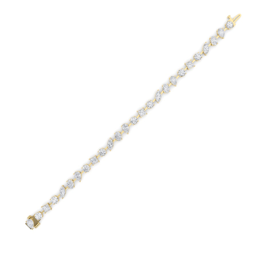 10.5Cttw Mix Shaped Lab Grown Diamond (F/VS) NorthSouth Bracelet in 14K Gold