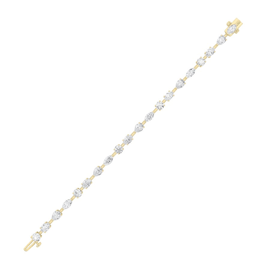10Cttw Mix Shaped Lab Grown Diamond East & West Bracelet in 14K Gold (F/VS)