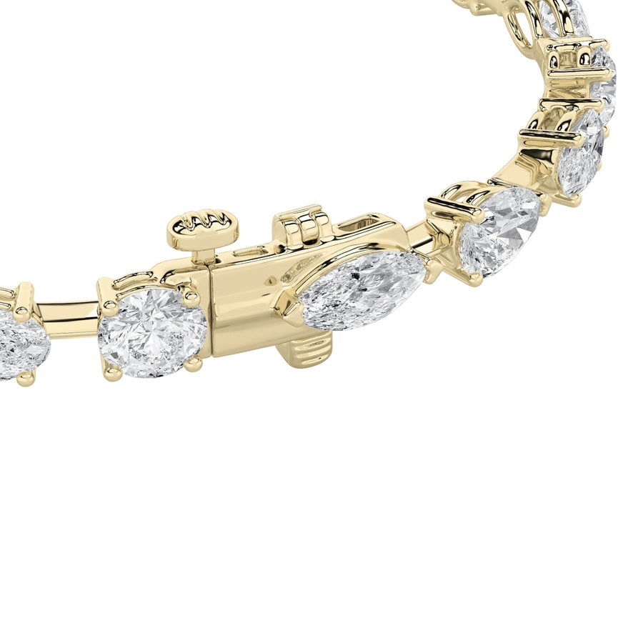 10Cttw Mix Shaped Lab Grown Diamond East & West Bracelet in 14K Gold (F/VS)