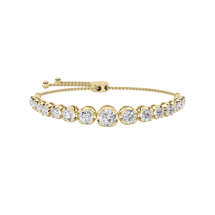 3.5Cttw Round Shaped Lab Grown Diamond (F/VS) BoloBracelet in 14K Gold