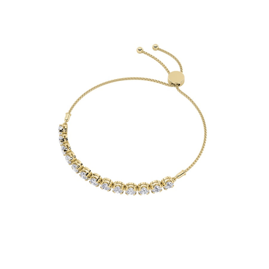 2.5Cttw Round Shaped Lab Grown Diamond (F/VS) BoloBracelet in 14K Gold