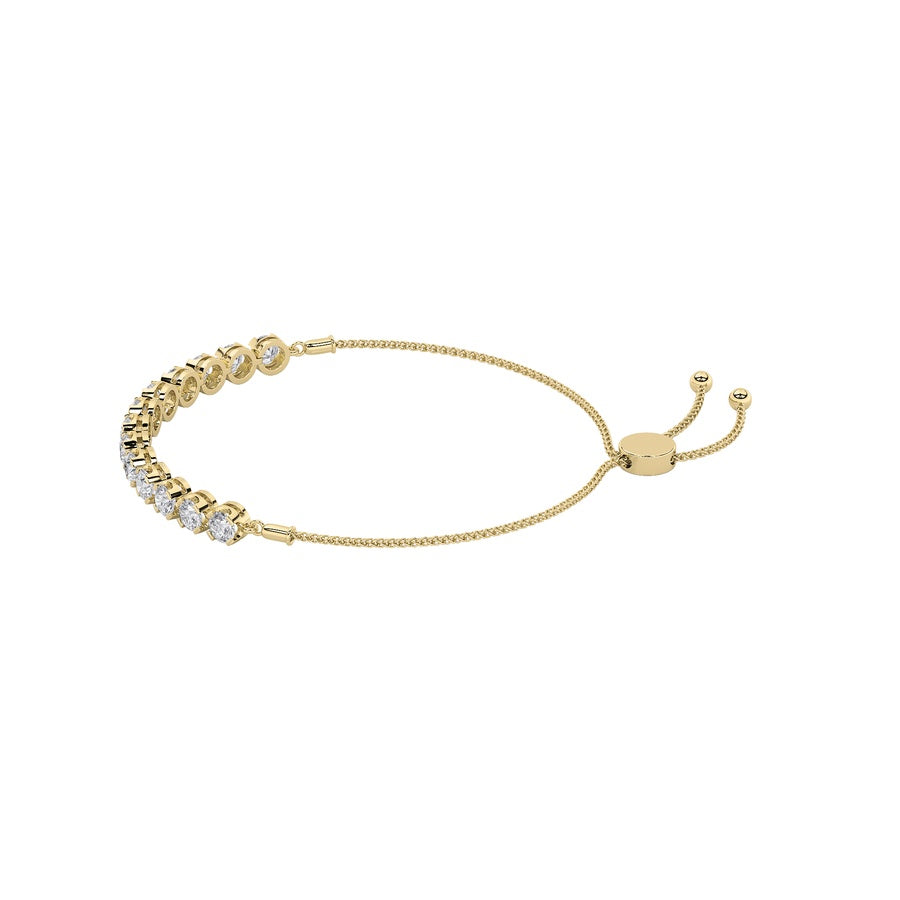 2.5Cttw Round Shaped Lab Grown Diamond (F/VS) BoloBracelet in 14K Gold
