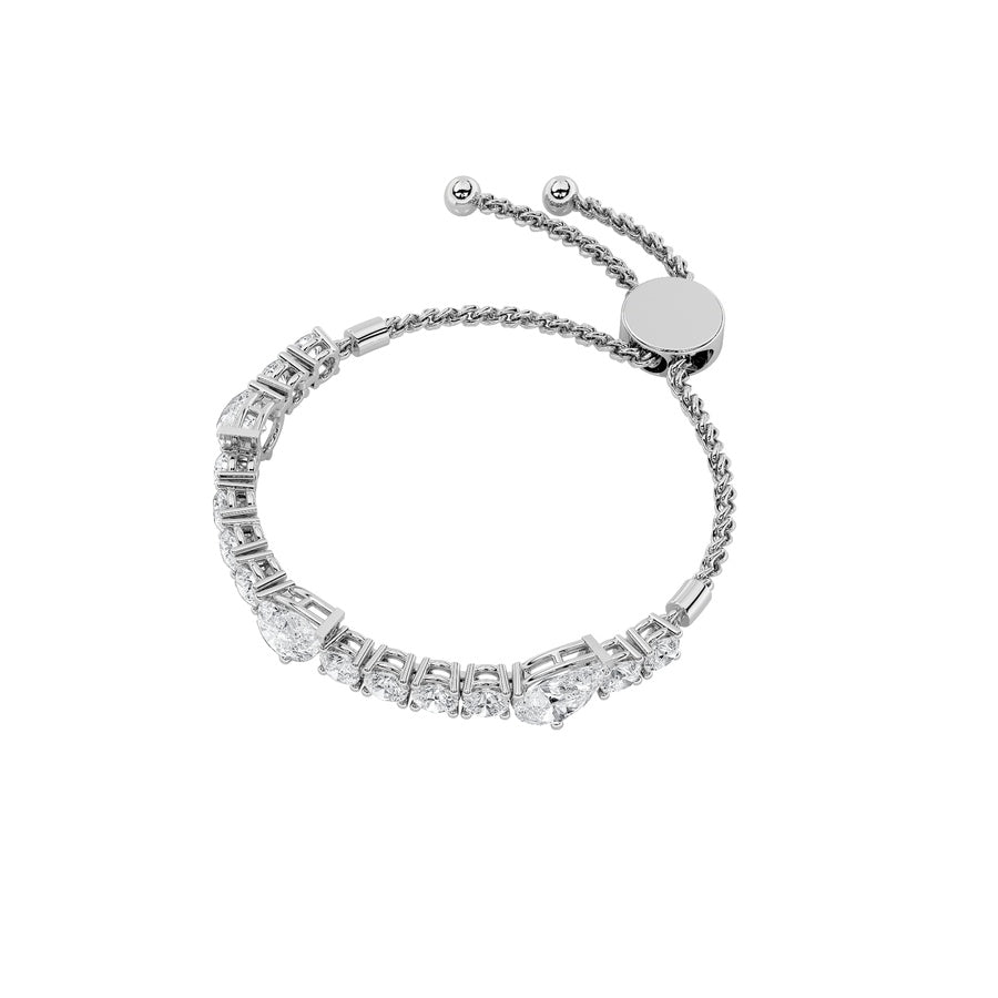4.5Cttw Pear Shaped Lab Grown Diamond (F/VS) BoloBracelet in 14K Gold