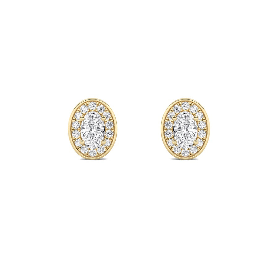 Oval Shape Halo Stud Earrings lab grown diamond