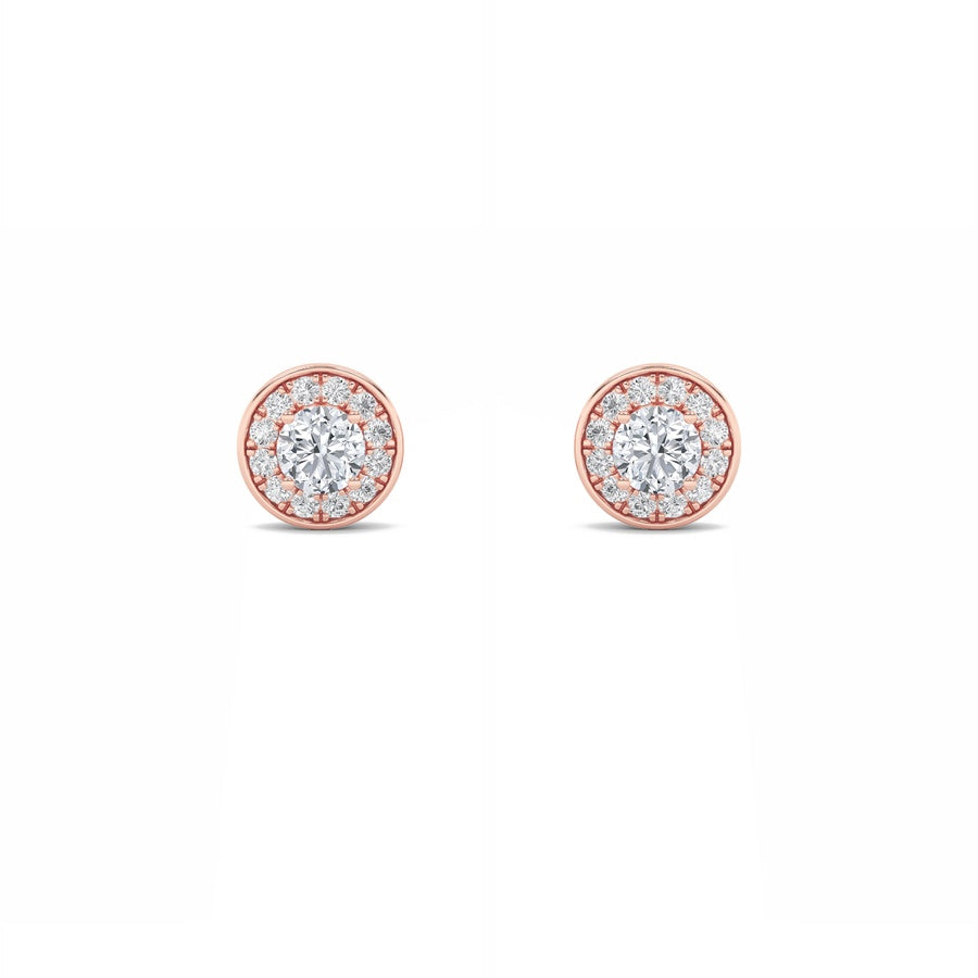 Round Shape Halo Stud Earrings lab grown diamond
