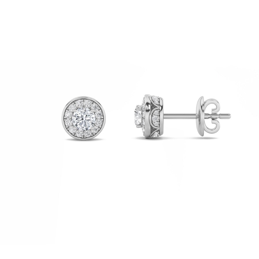 Round Shape Halo Stud Earrings lab grown diamond