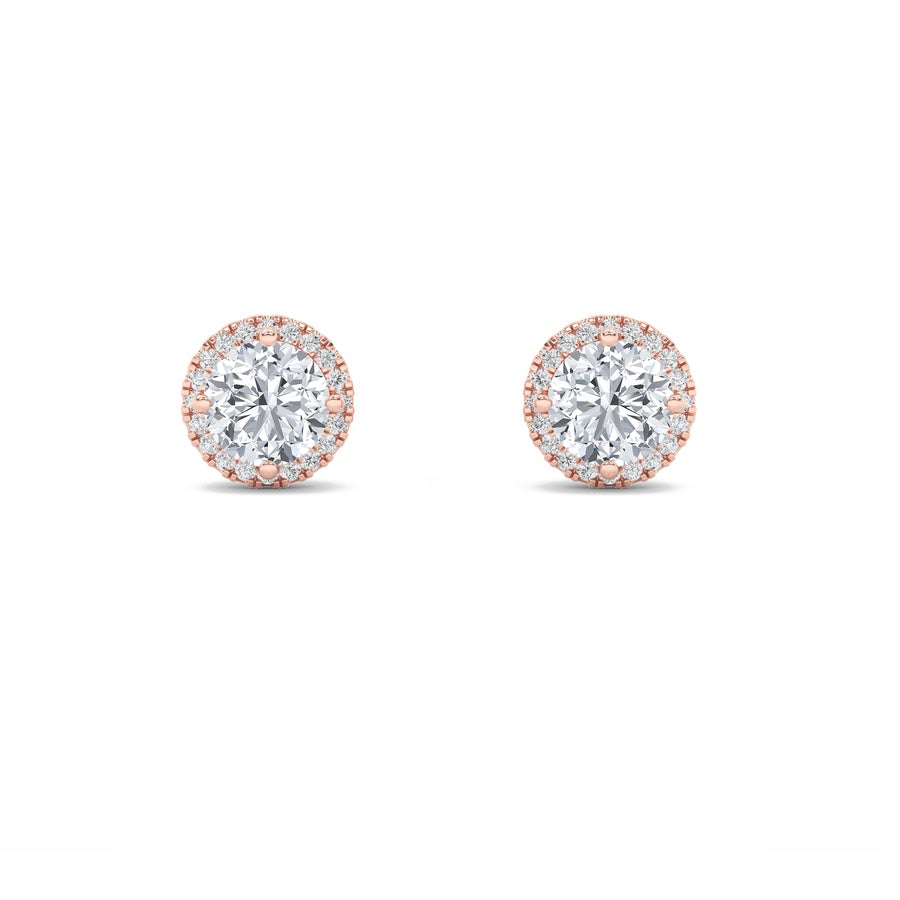 Round Shape Halo Stud Earrings lab grown diamond