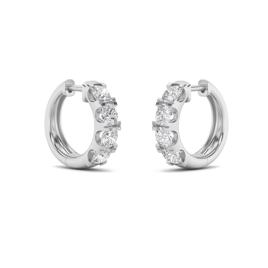3Cttw Round Shaped Lab Grown Diamond (F/VS) Hoop Earrings in 14K Gold