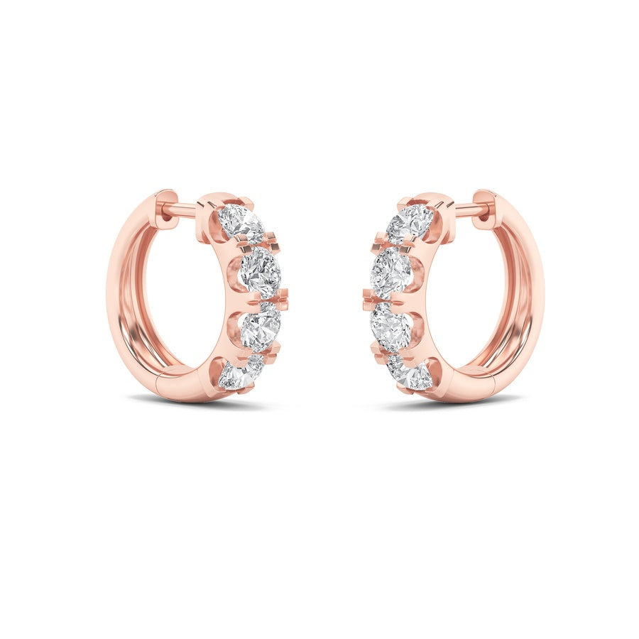 3Cttw Round Shaped Lab Grown Diamond (F/VS) Hoop Earrings in 14K Gold