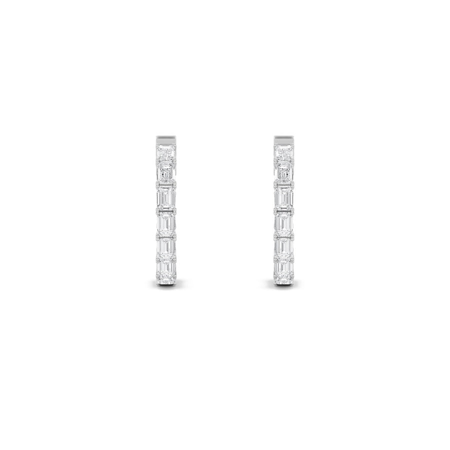 4Cttw Emerald Shaped Lab Grown Diamond (F/VS) Inside Out Hoop Earrings in 14K Gold