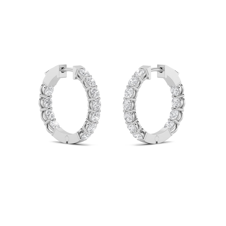 Round Shape Inside Out Hoop Earrings lab grown diamond