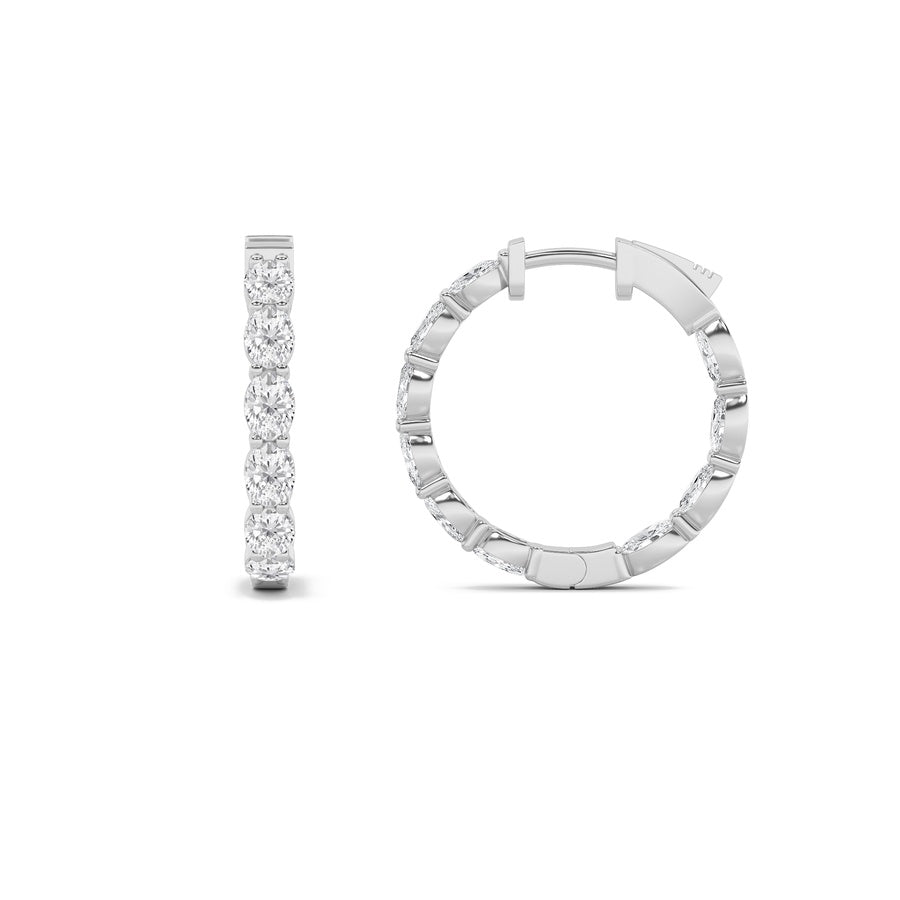 Oval Shape Inside Out Hoop Earrings lab grown diamond