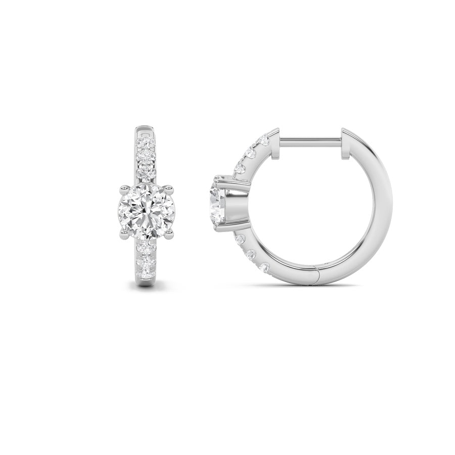 Round Shape Solitare Accent Huggie Earrings lab grown diamond