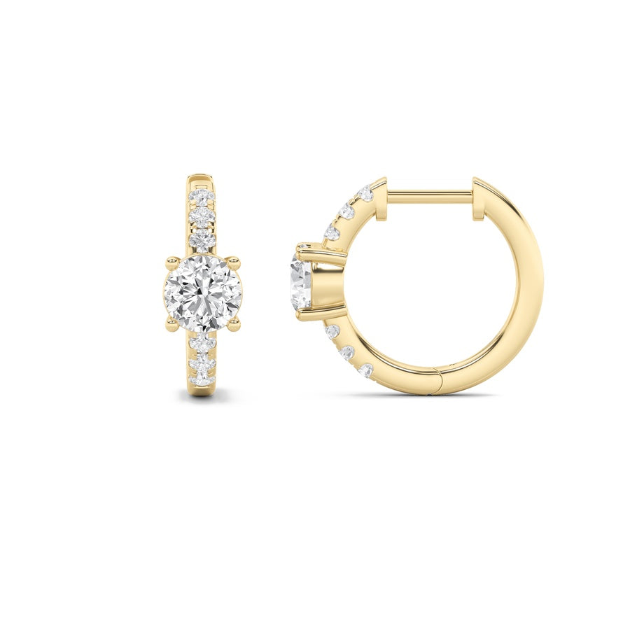 Round Shape Solitare Accent Huggie Earrings lab grown diamond