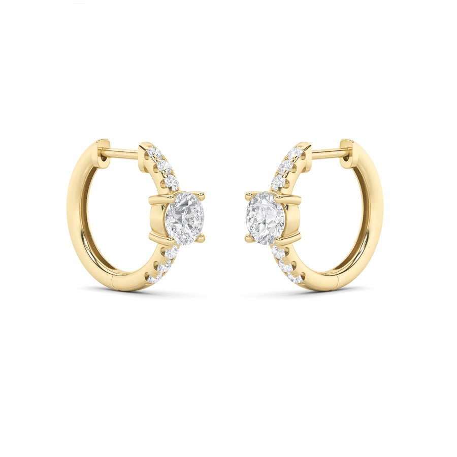 Round Shape Solitare Accent Huggie Earrings lab grown diamond