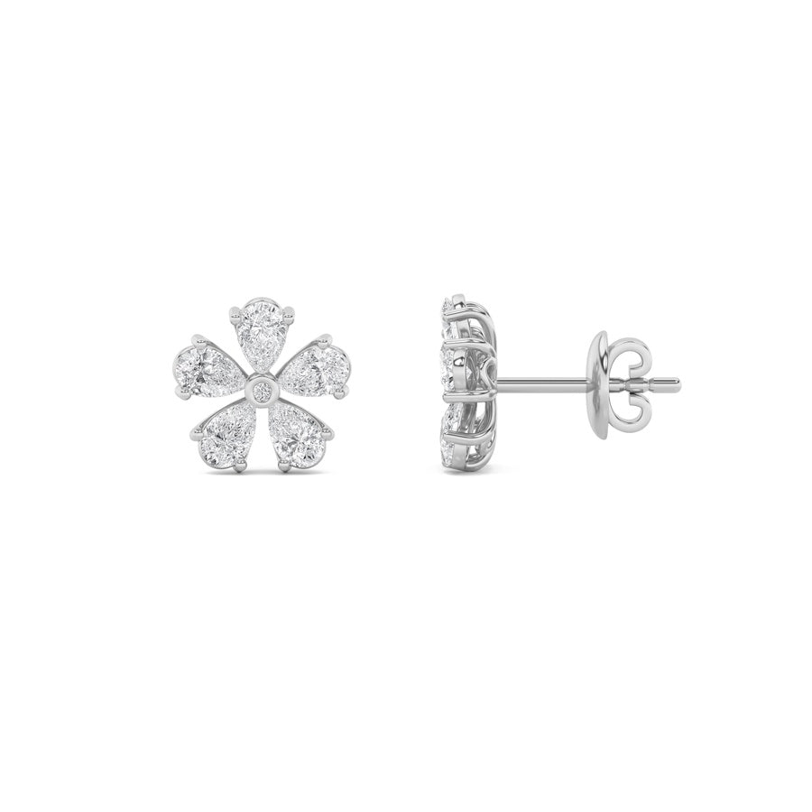 Pear Shape Floral Earrings lab grown diamond