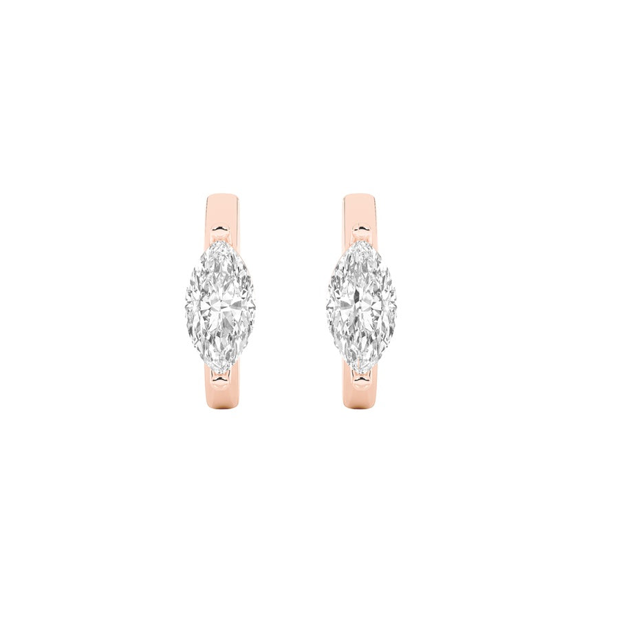 3.25Cttw Marquise Shaped Lab Grown Diamond (F/VS)Solitaire Huggie Earrings in 14K Gold