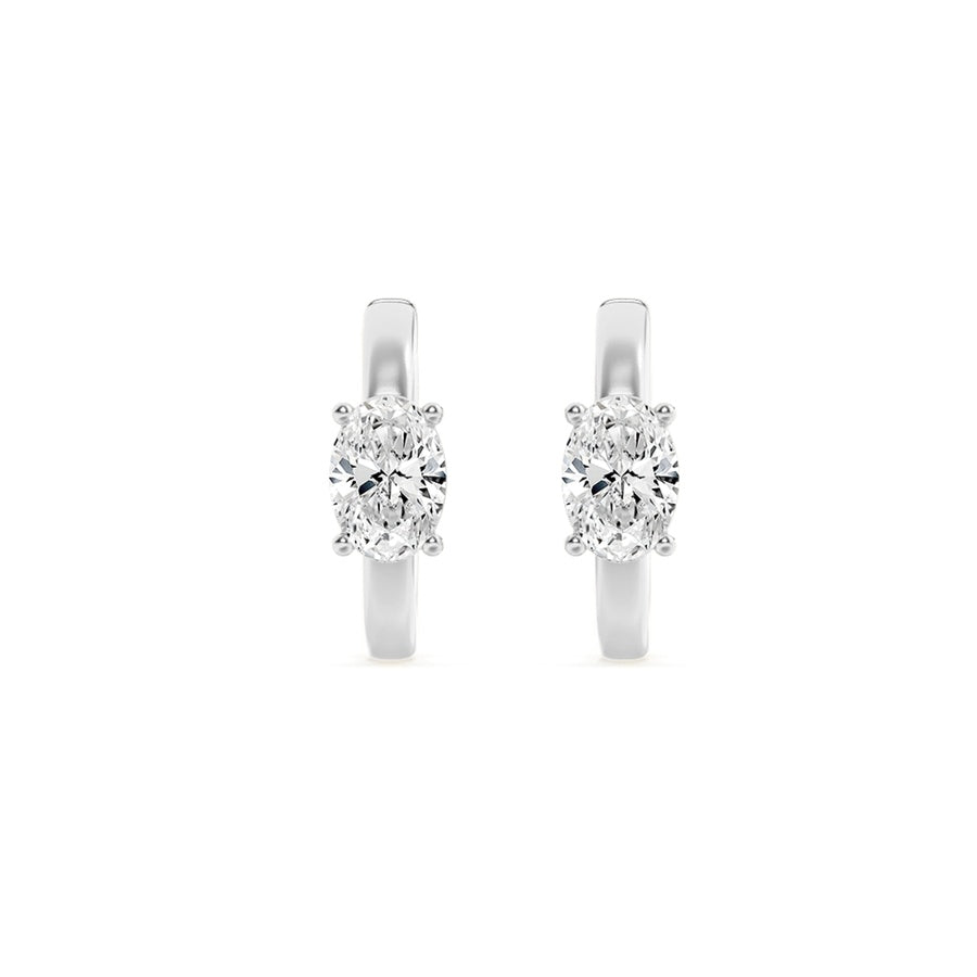 1.5Cttw Oval Shaped Lab Grown Diamond (F/VS) Solitaire Huggie Earrings in 14K Gold