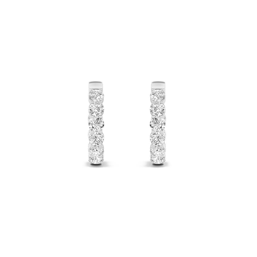 3Cttw Round Shaped Lab Grown Diamond (F/VS) Insideout Hoop Earrings in 14K Gold