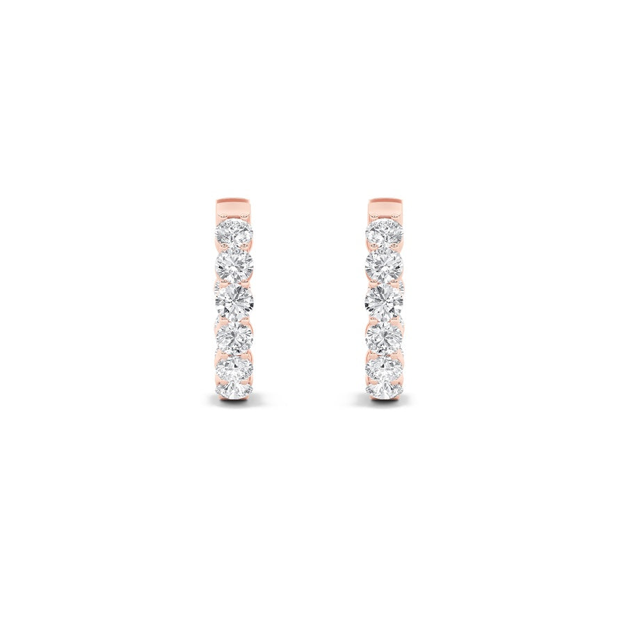 3Cttw Round Shaped Lab Grown Diamond (F/VS) Insideout Hoop Earrings in 14K Gold