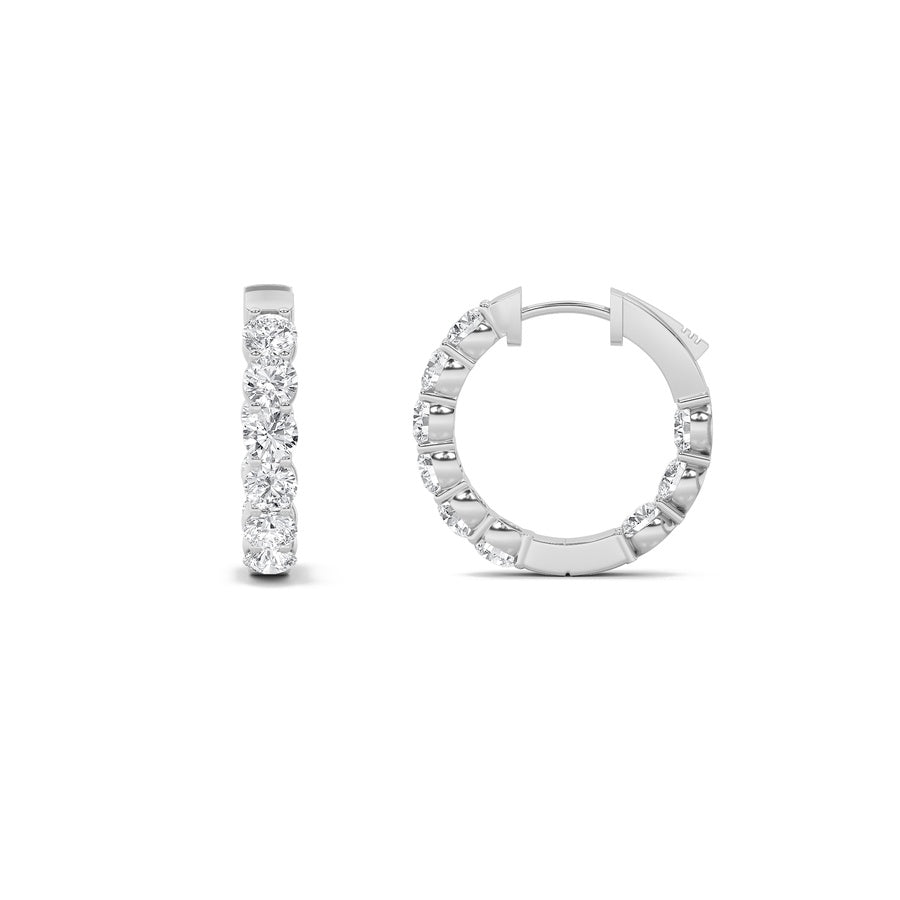7Cttw Round Shaped Lab Grown Diamond (F/VS) Insideout Hoop Earrings in 14K Gold