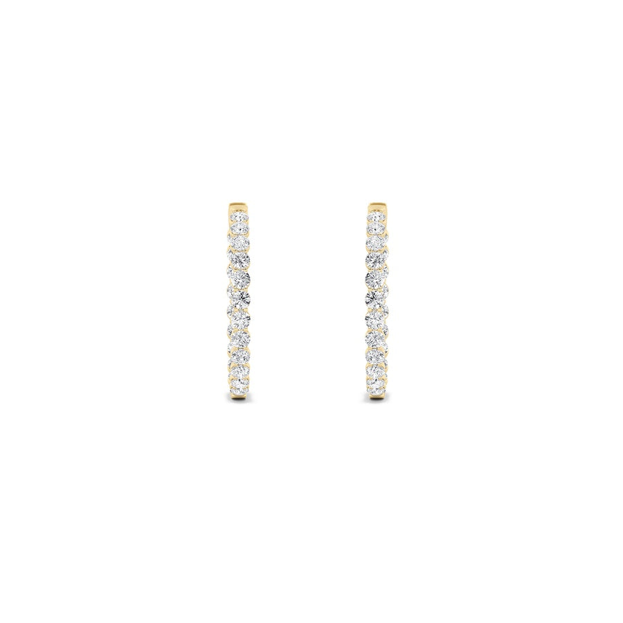 7Cttw Round Shaped Lab Grown Diamond (F/VS) Insideout Hoop Earrings in 14K Gold