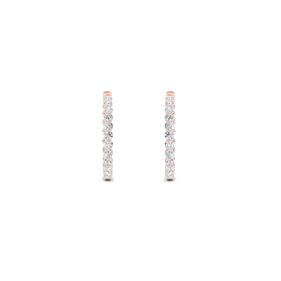 7Cttw Round Shaped Lab Grown Diamond (F/VS) Insideout Hoop Earrings in 14K Gold