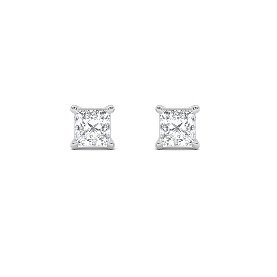 Princess Shape Classic Basket Set Stud Earrings lab grown diamond