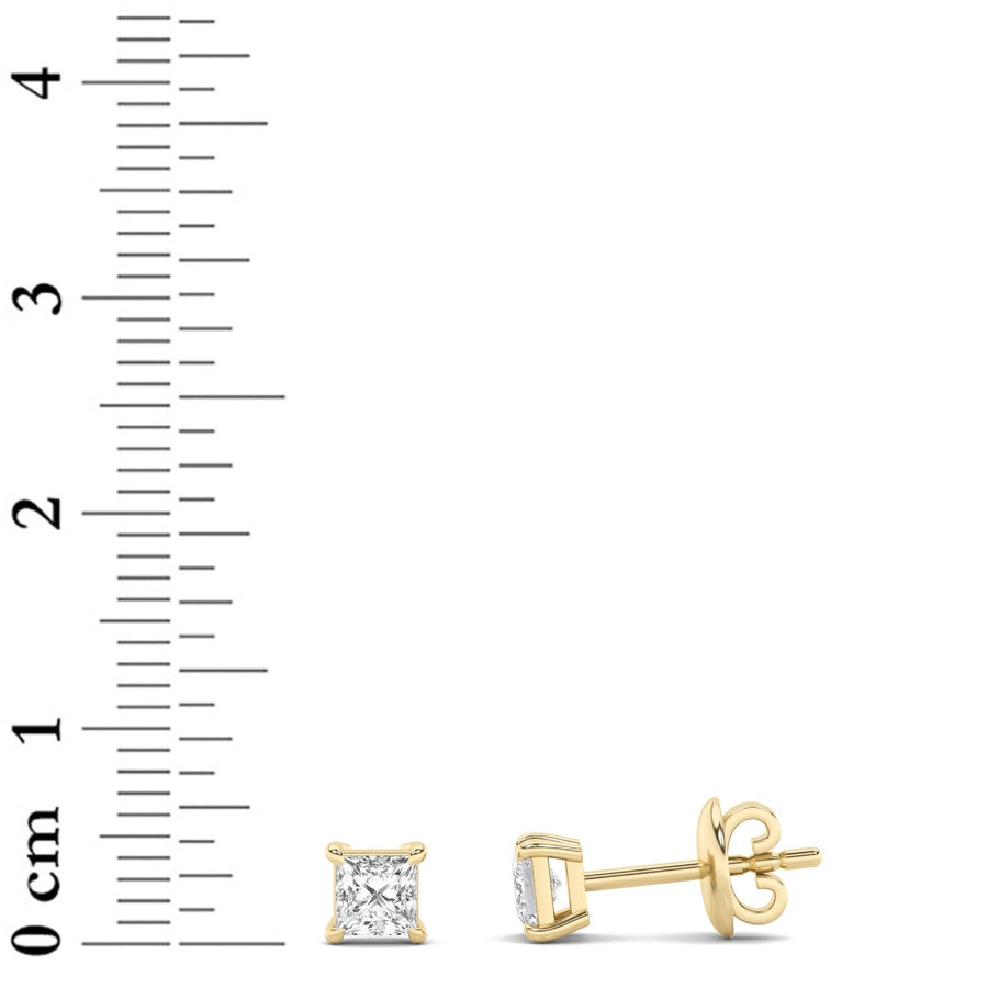 Princess Shape Classic Basket Set Stud Earrings lab grown diamond