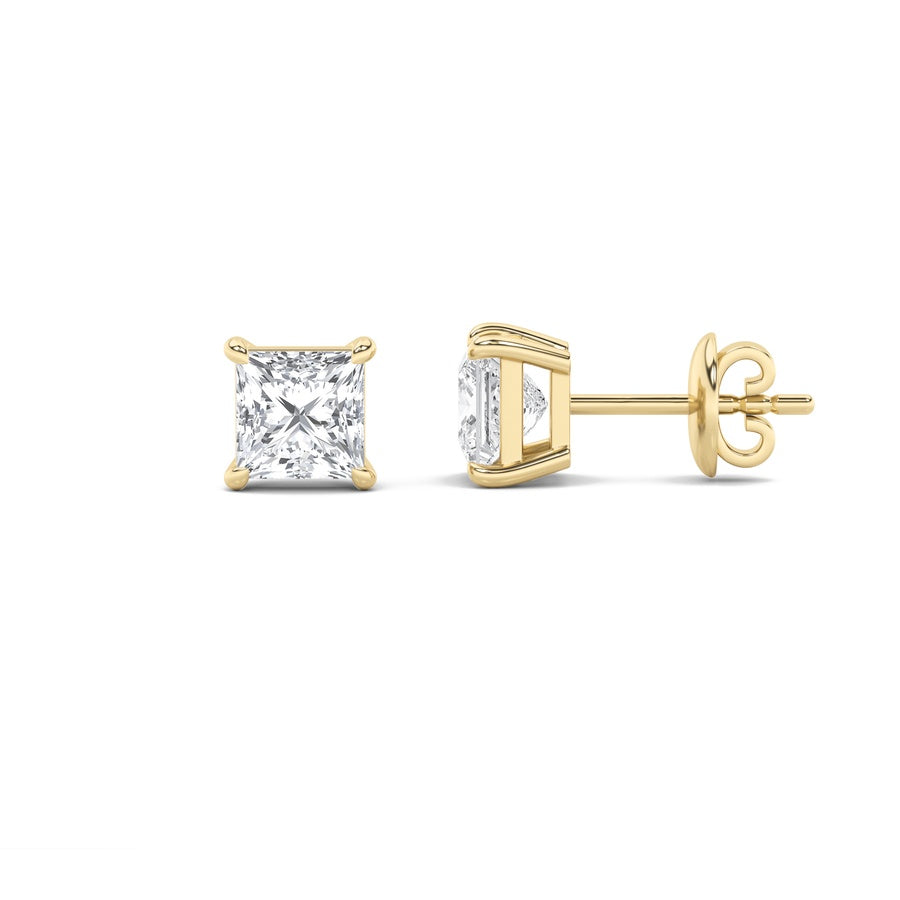 Princess Shape Classic Basket Set Stud Earrings lab grown diamond