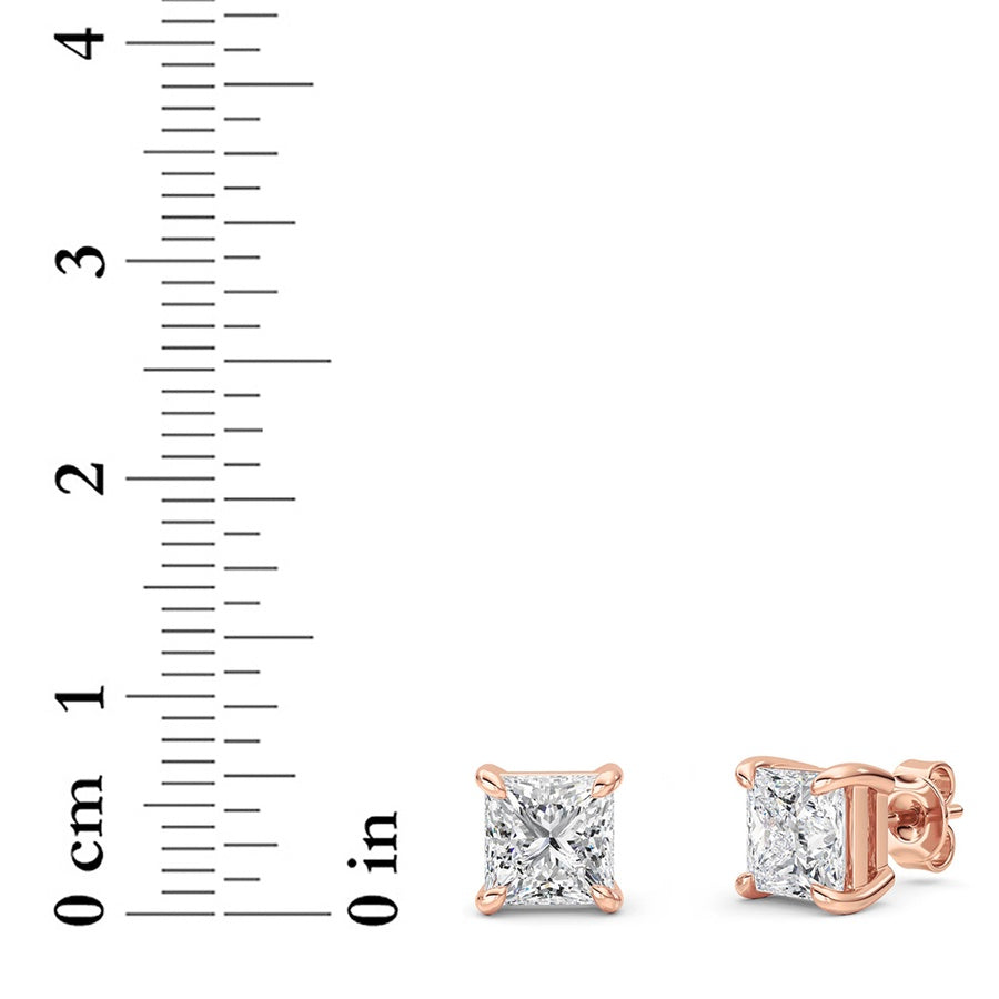 Princess Shape Classic Basket Set Stud Earrings lab grown diamond