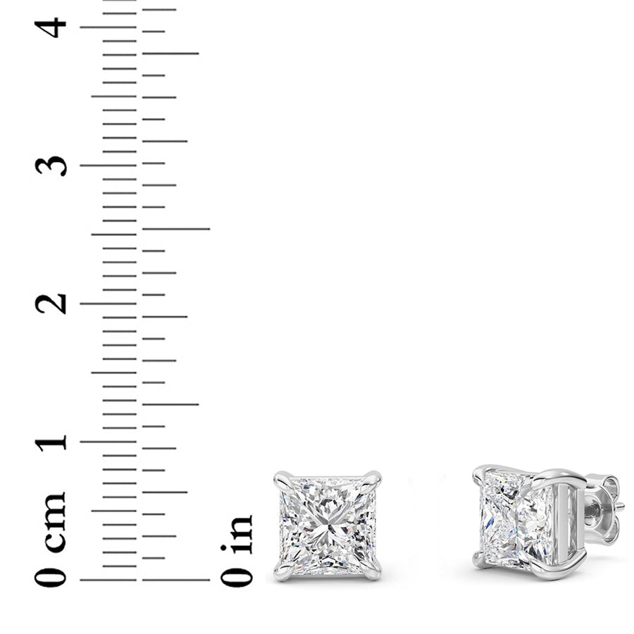 Princess Shape Classic Basket Set Stud Earrings lab grown diamond