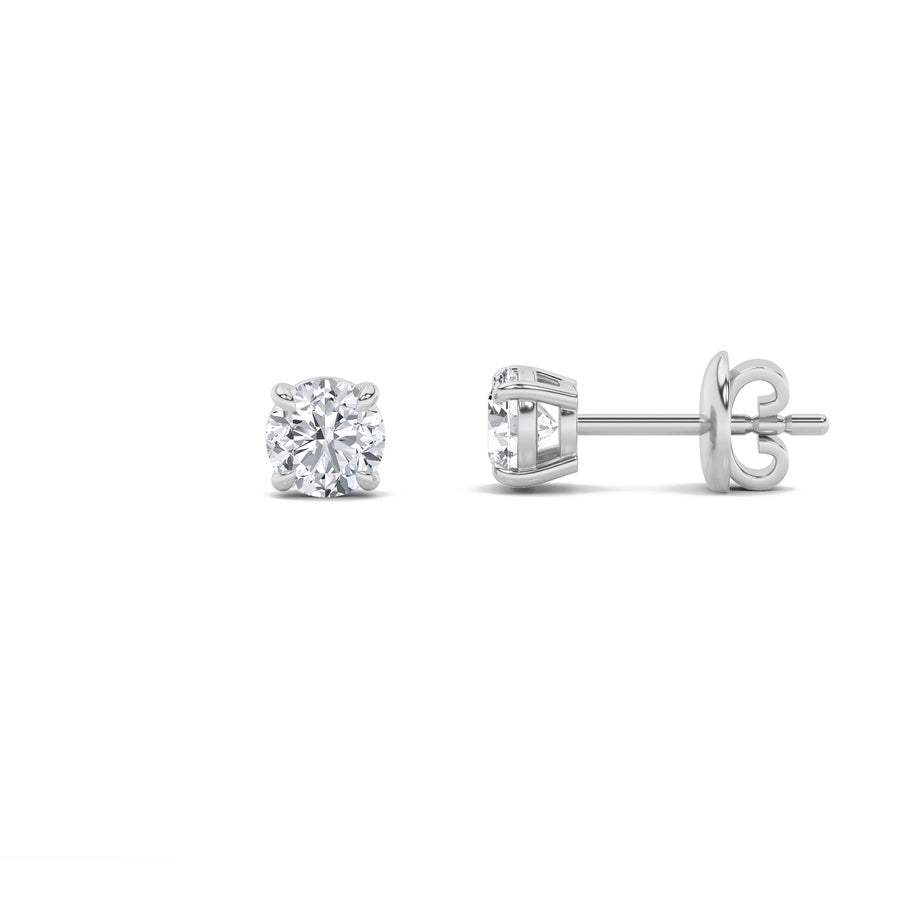 Round Shape Classic Basket Set Stud Earrings lab grown diamond